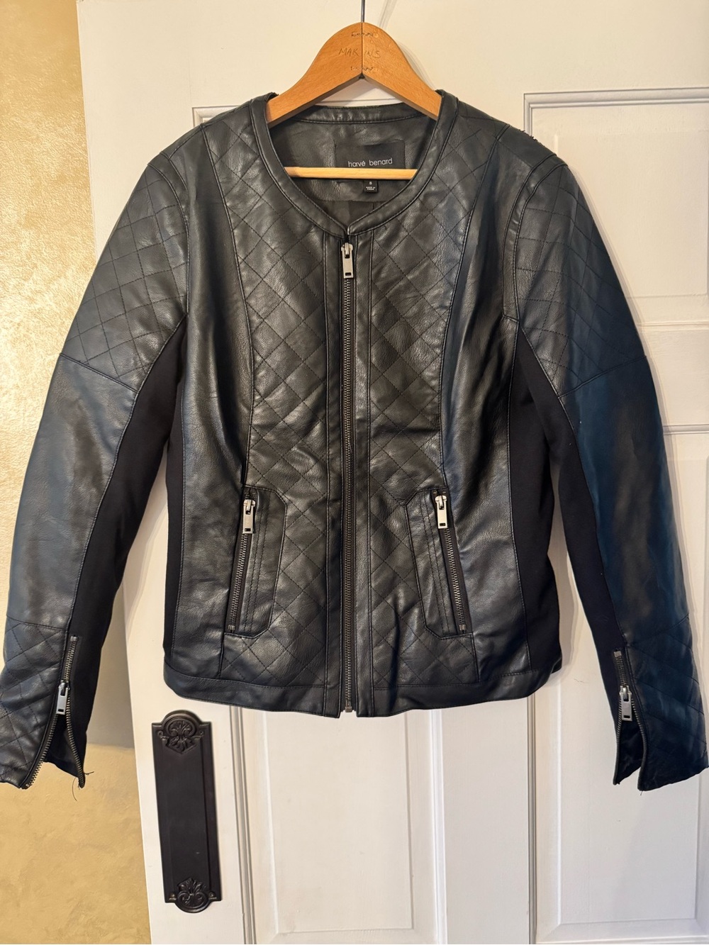 Harve Bernard Women's Black Quilted Leather Jacket